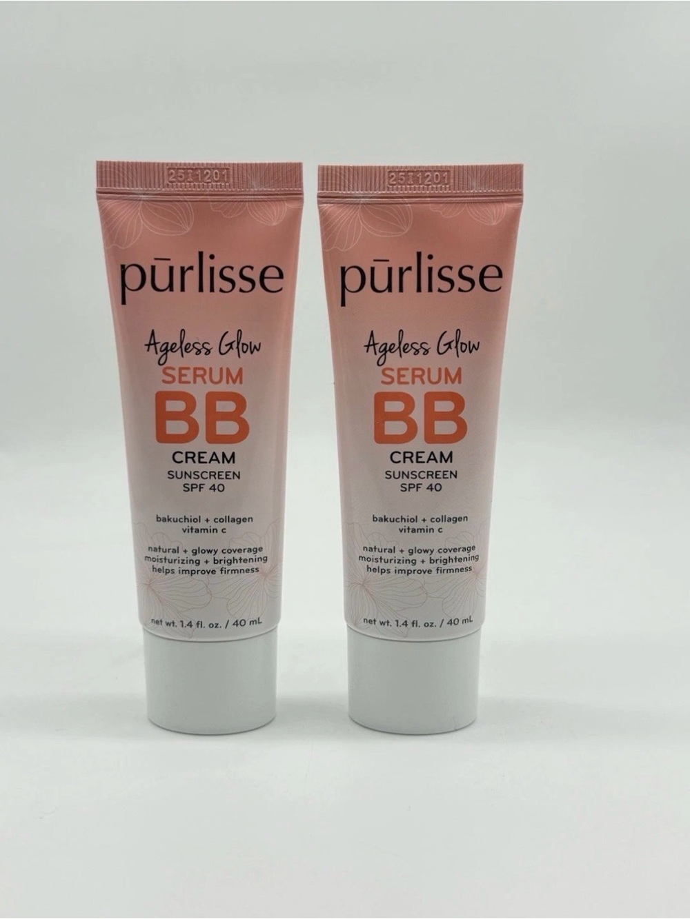 Purlisse Ageless Glow Serum BB Cream SPF 40 Light Medium, 1.4 fl oz - 2 Pack